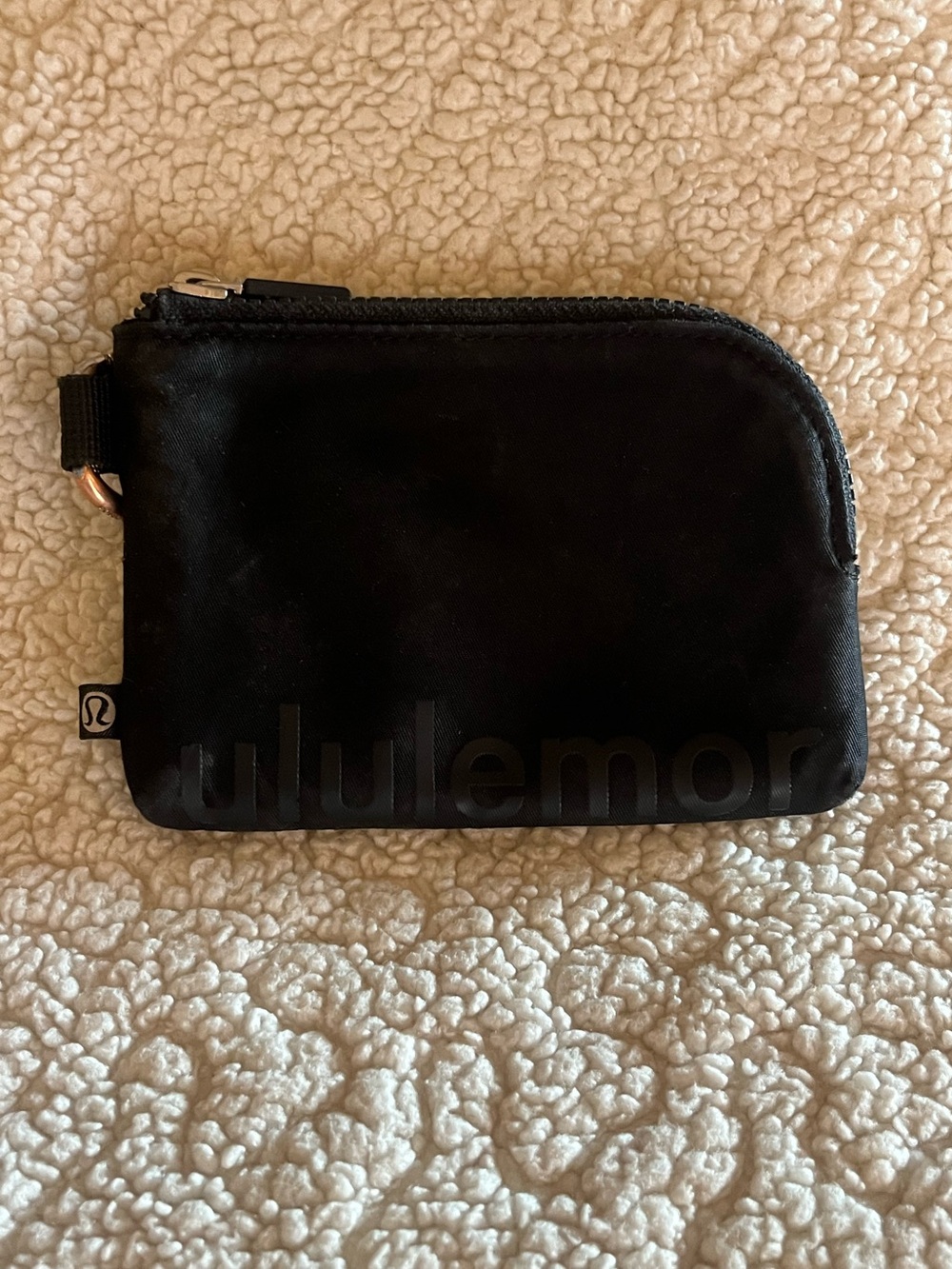 Lululemon Black Zip Coin Pouch Keychain Wallet Nylon Mini Clutch